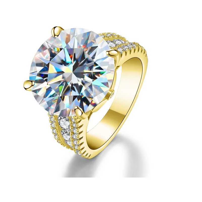 2025 Designer ring Wholesale GRA 10CT 14 MM ice Big Moissanite Diamond Ring 925 Sterling Silver engagement fine Jewelry for Women