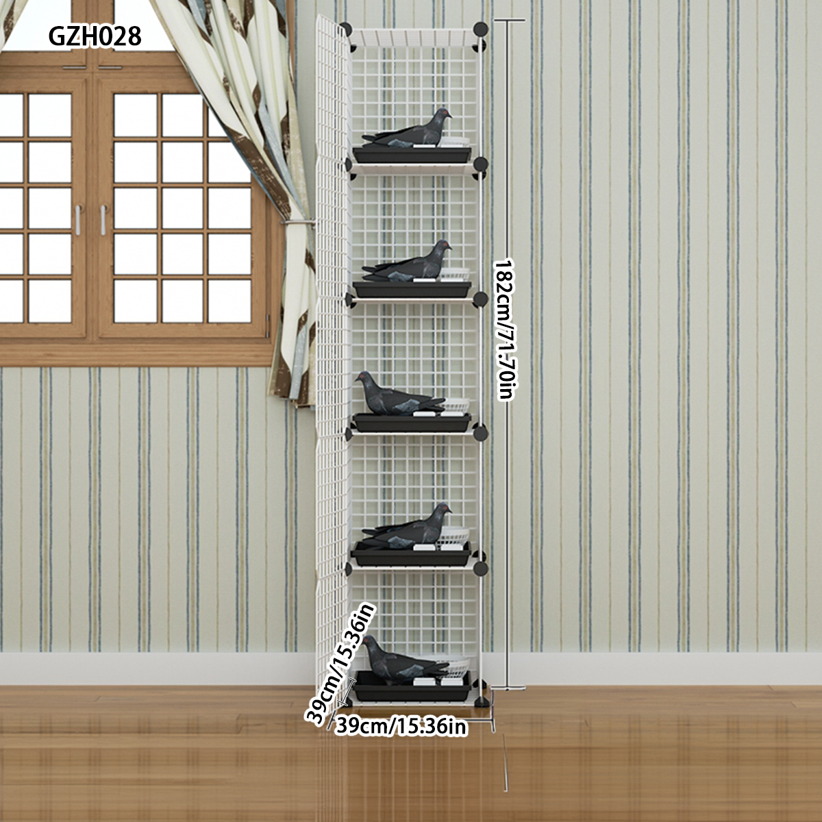 Premium Large Household Pigeon Enclosure Multilayered Iron Birdhouse with White Grid Pattern