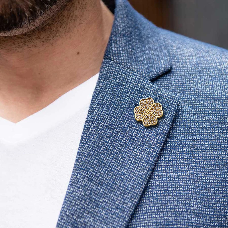 KFLK Fashion Clover Brooch Pins Exquisite Brooches For Women Mens Costumes Badge Brooch Jewelry Wholesale 241230
