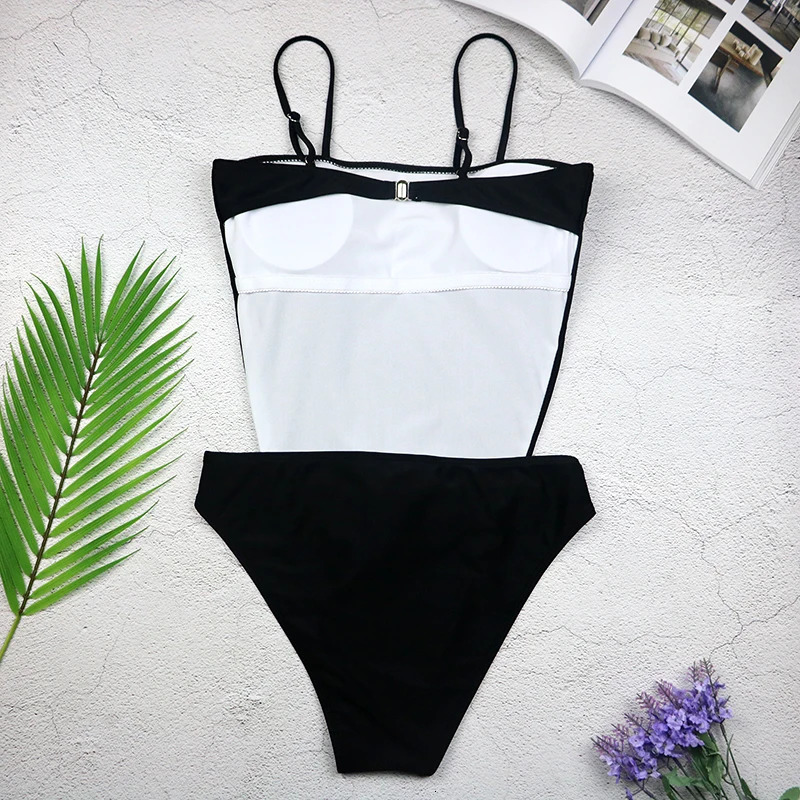 2025 Sexy Swimsuit Women Swimwear One Piece Halter Push Up Bandage Bathing Suit Wear Female Beachwear 3336 250108