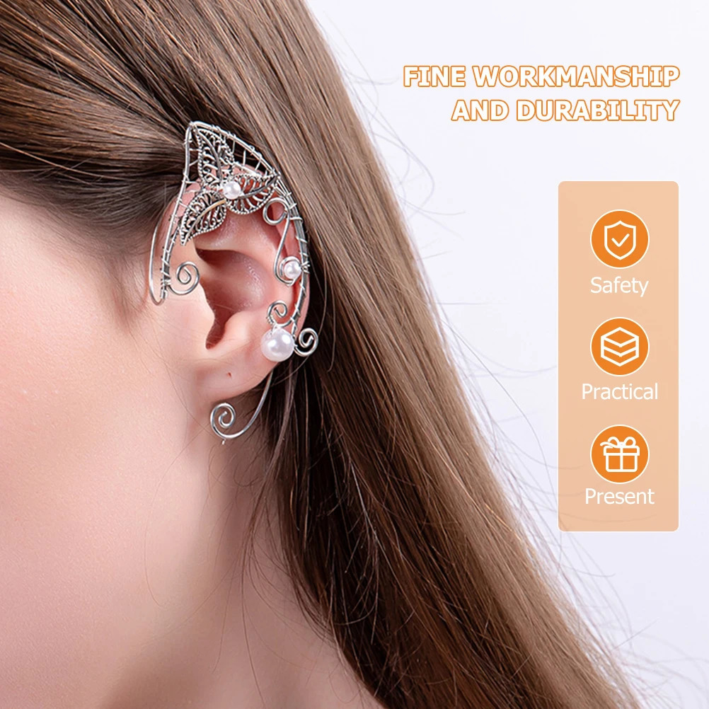 1 Pair Ear Cuffs Elven Earrings Aluminum Ear Clip Earbone Clip Cosplay Fairy Eardrop For Women Girls Party Jewelry 250103