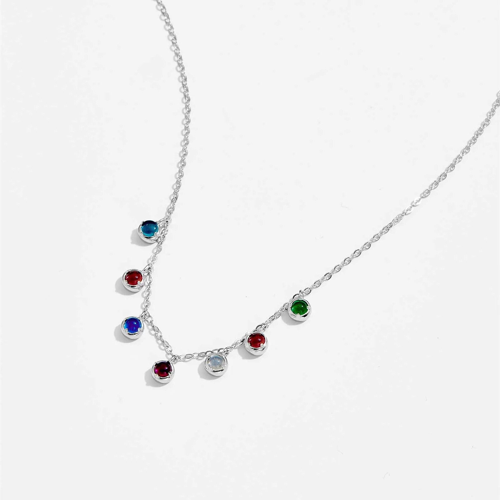 ANDYWEN 925 Sterling Silver Gold Rainbow Chain Colorful Gems Charm Beads Choker Necklace 2024 Women Fine Jewelry250103