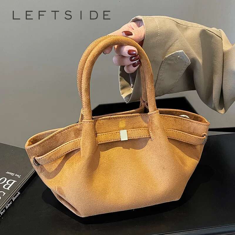 LEFTSIDE Small PU Leather Crossbody Bags With Short Handle For Women 2024 Y2k Korean Fashion New Top-Handle Bag Handbags