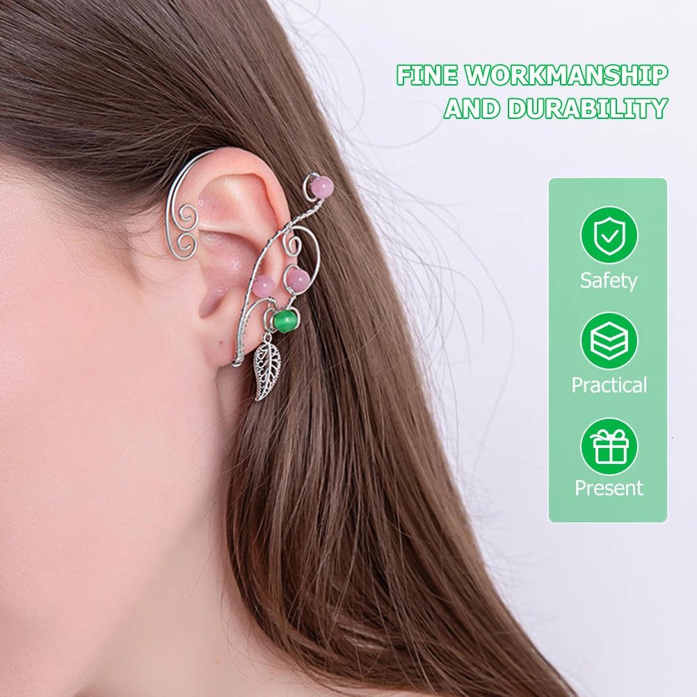 1 Pair Ear Cuffs Elven Earrings Aluminum Ear Clip Earbone Clip Cosplay Fairy Eardrop For Women Girls Party Jewelry 250103