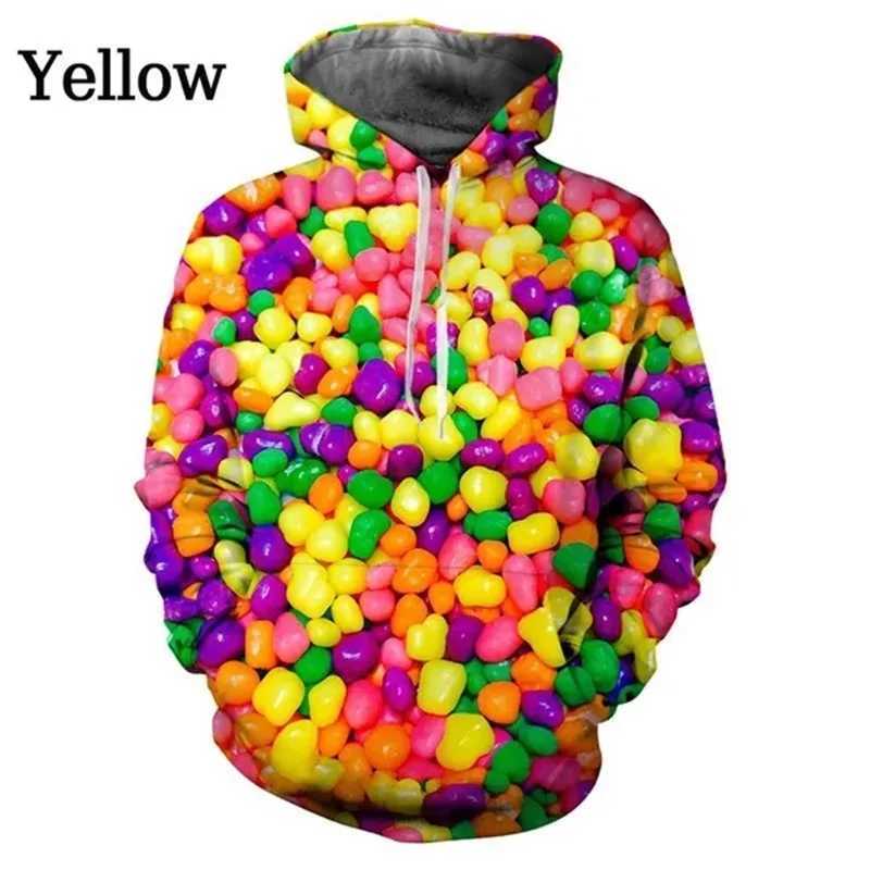 New candy graphic hoodie 3D printed fun personalized couple hoodie unisex long sleeved oversized zipper top W250108