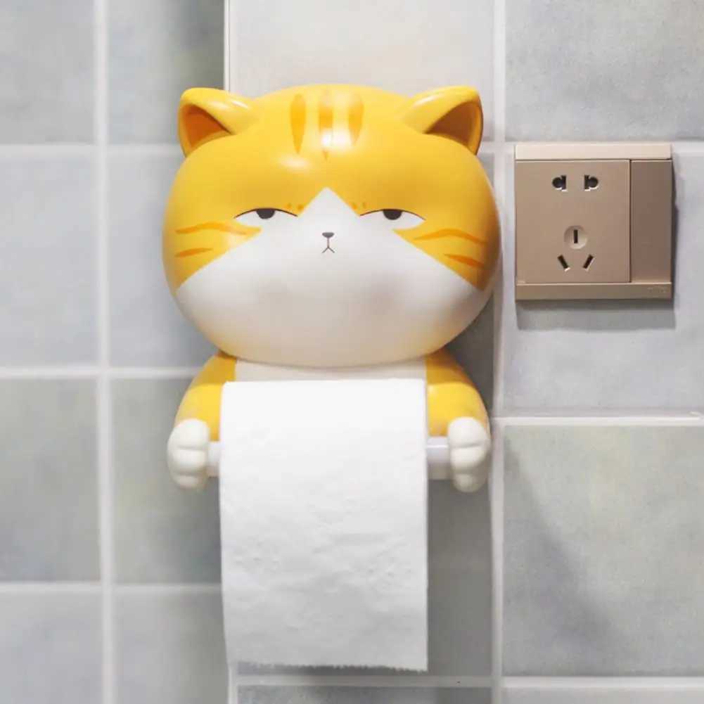 Toilet roll holder waterproof convenient and eye proof PVC cute cat toilet roll holder paper holder Y250107