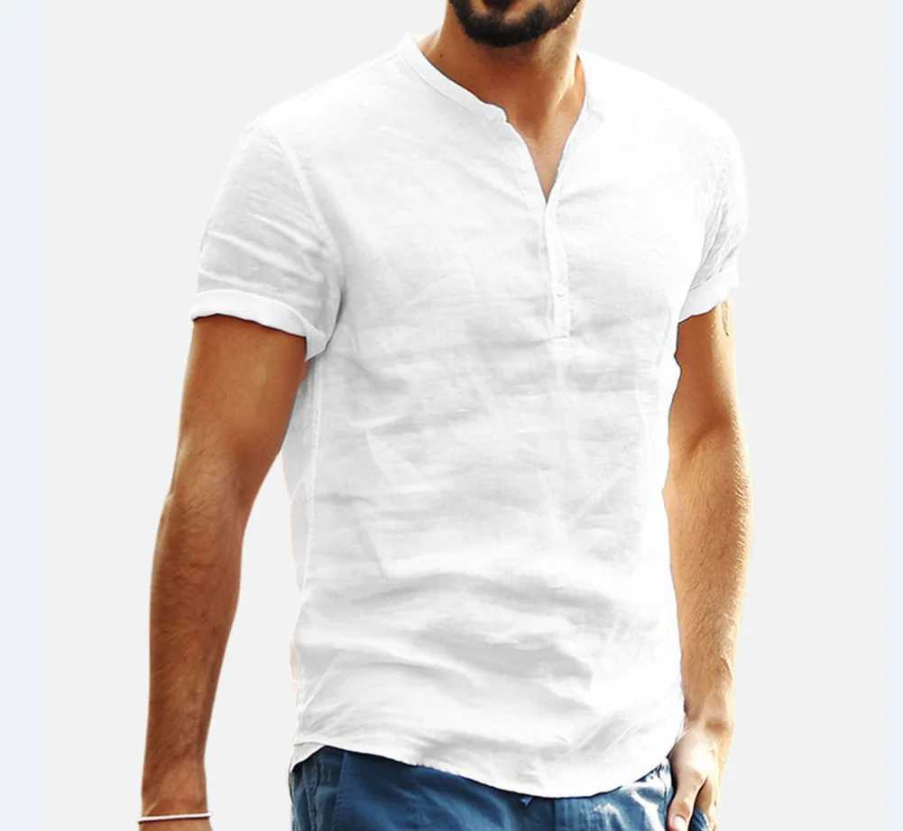 gym Fashion Long Sleeve Men Shirts Male Casual Linen 2023 New Mens Casual Blouse Tee Shirt Spring Autumn Handsome Mens ShirtsXJ250108