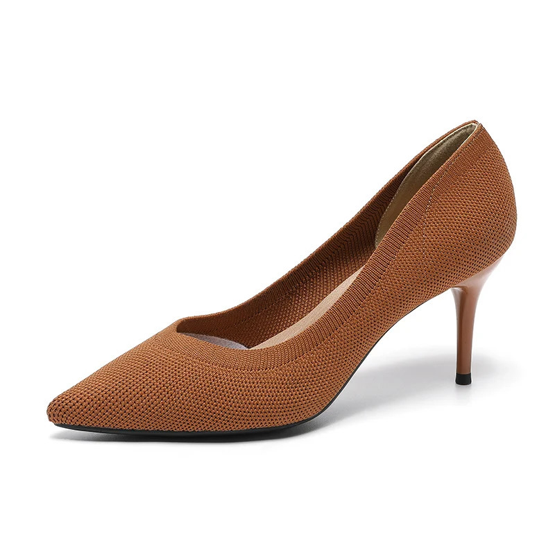 DIMANYU High Heels Women 2024 Knitted Pointy Womens Dress Shoes Thin With Nightclub Sexy Model Runway Shoes Women 250103