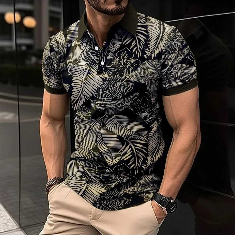 2024 Best-Selling Business Mens Polo T-Shirt Summer Short Sleeve Clothing Fashion striped Print Street Casual Button up TopXJ250108