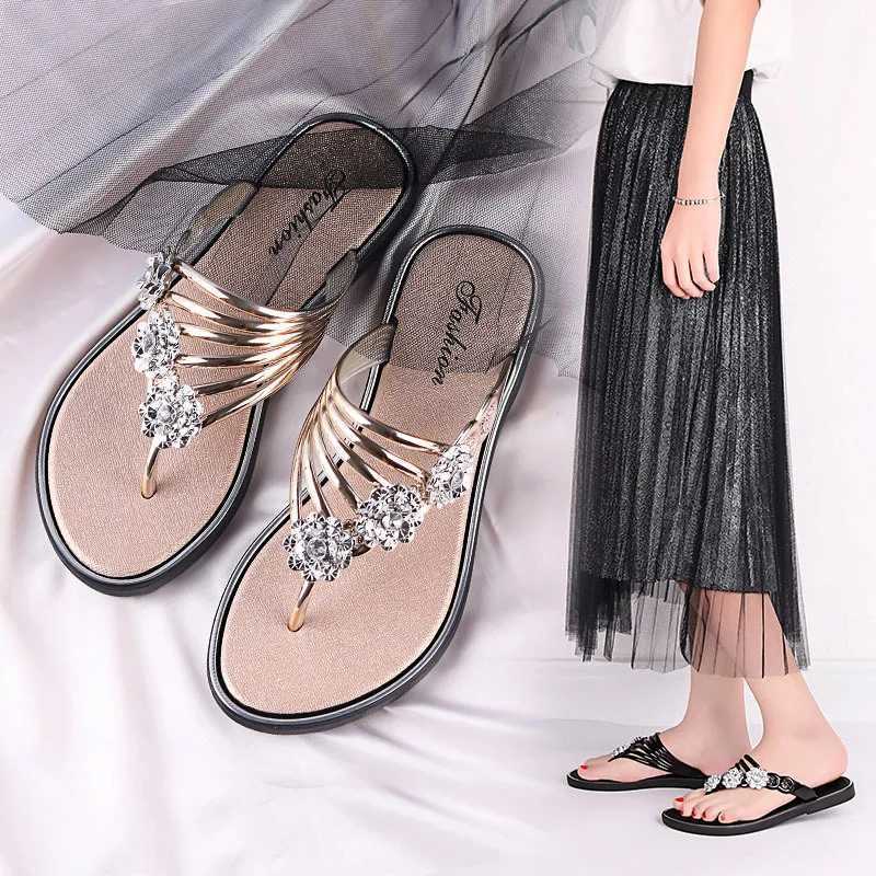 New Arrival Womens floral flip slippers summer Korean flat shoes casual lightweight slippers plus size beach sandals Pantuflas De Mujer T250108