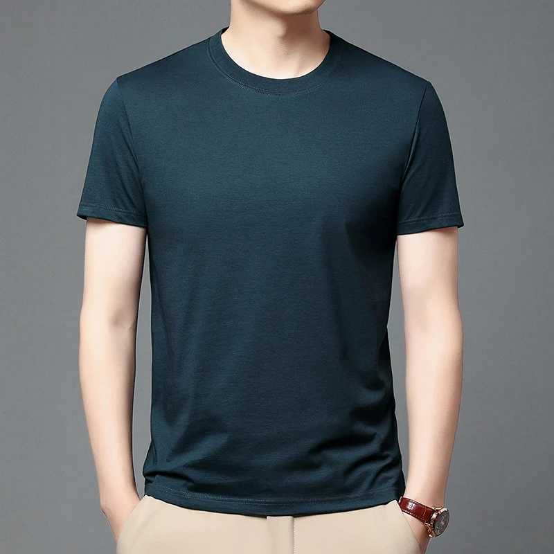 summer new mens solid color round neck casual trend retro short sleeved pure cotton sports casual T-shirt top M250108