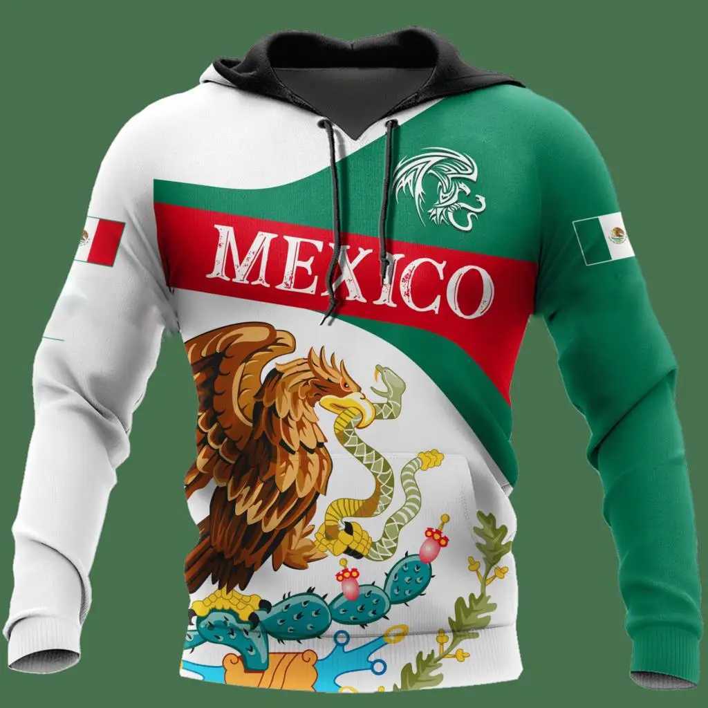 Mexican Hoodie Mens 3D Printed Mexican Flag Top Autumn Long Sleeve Street Clothing Designer Hoodie Mens Hoodie W250108