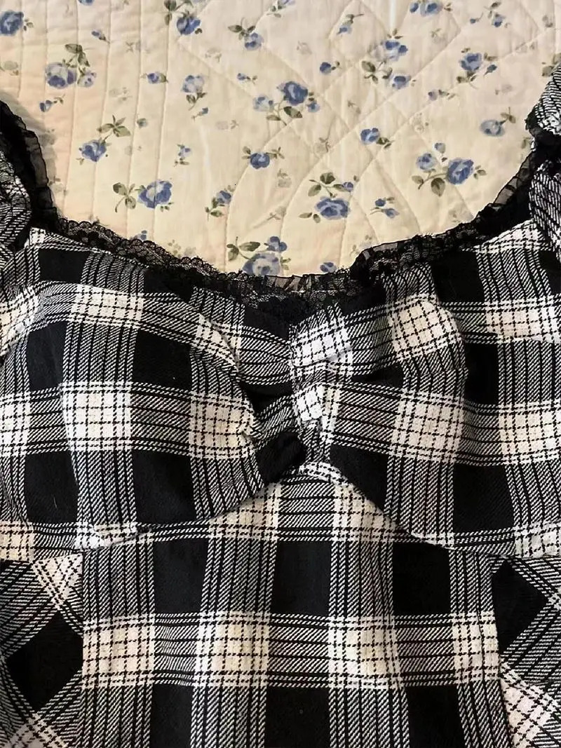 Y2k Harajuku Lattice Vintage Sleeveless Gothic Punk Summer Dresses Slim 2024 Short Dress Lace Sexy Korea Fashion Women Dresses 250107