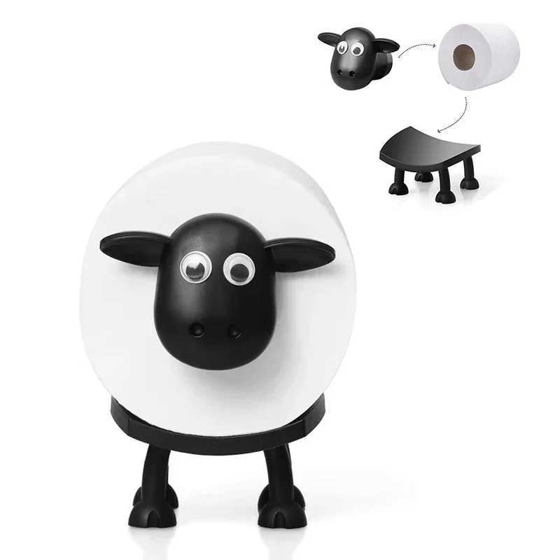 1/3 piece sheep toilet roll holder interesting toilet paper holder standing bathroom set black sheep roll holder cute bathroom decoration Y250107