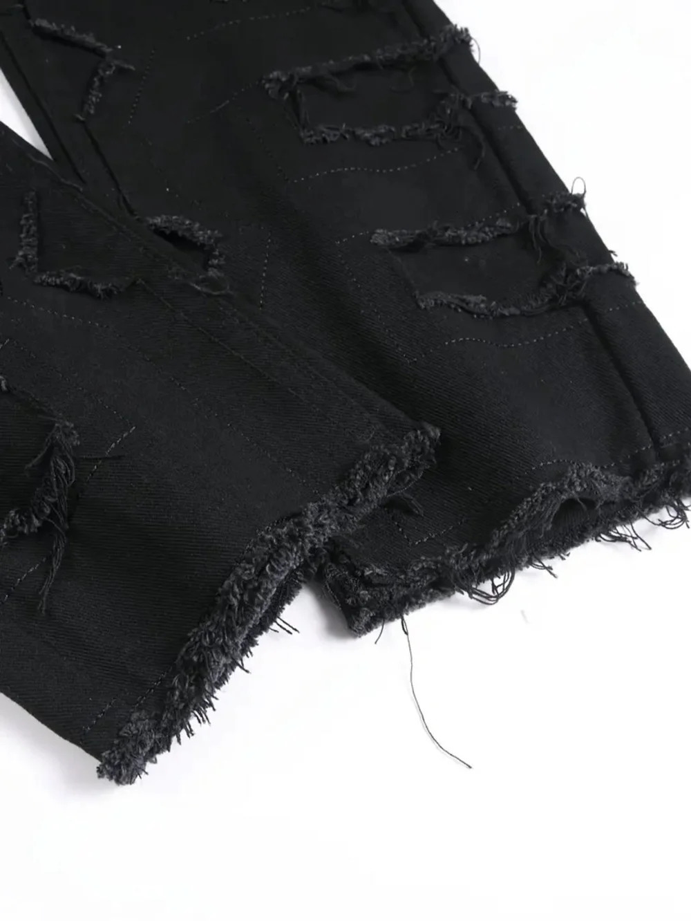 Men Biker Jeans Stylish Stacked Spliced Distressed Loose HipHop Male Motorcycle Straight Casual Denim Pants For Men Trousers 250107