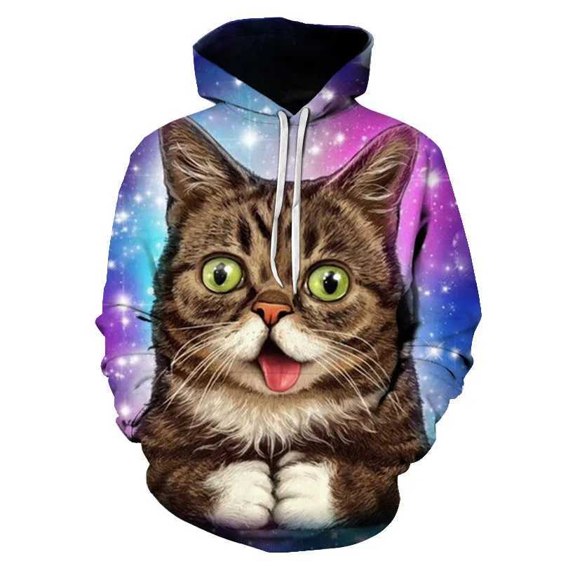 New super cute 3D cat hooded sweatshirt suitable for both men and women. Diy hooded autumn boy and girl animal white streetwear W250108