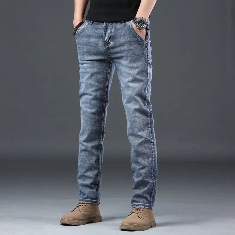 Trousers Slim Fit Skinny Tight Pipe Mens Jeans Elastic Work Wear Stretch Straight Male Cow Pants er Y2k Vintage Xs 250107