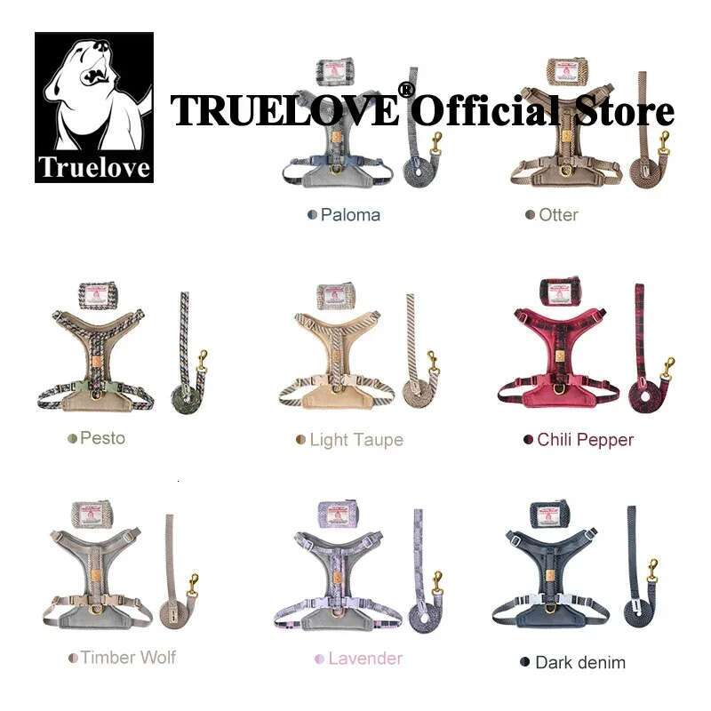 Truelove Pet Leash Set Harris Tweed Fabric No Pull Dog Vest Harness For Walking Training Adjustable Easy Control Tlh2912