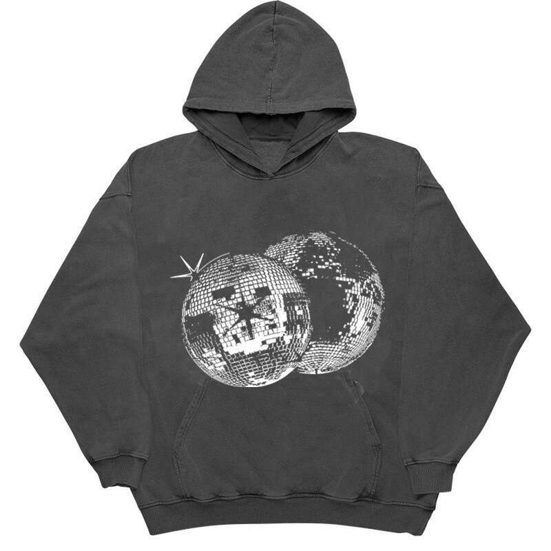 Y2K Hoodies Clothes Women Vintage Mirror Ball Print Autumn W