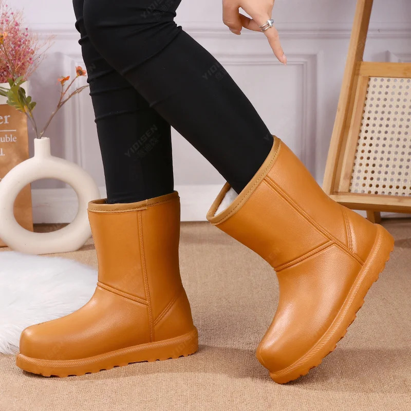 Winter Womens Velvet Rain Boots Thickeneded High-Top Snow Boots Comfortable and Warm Womens Shoes Waterproof Non-Slip Boots 250106