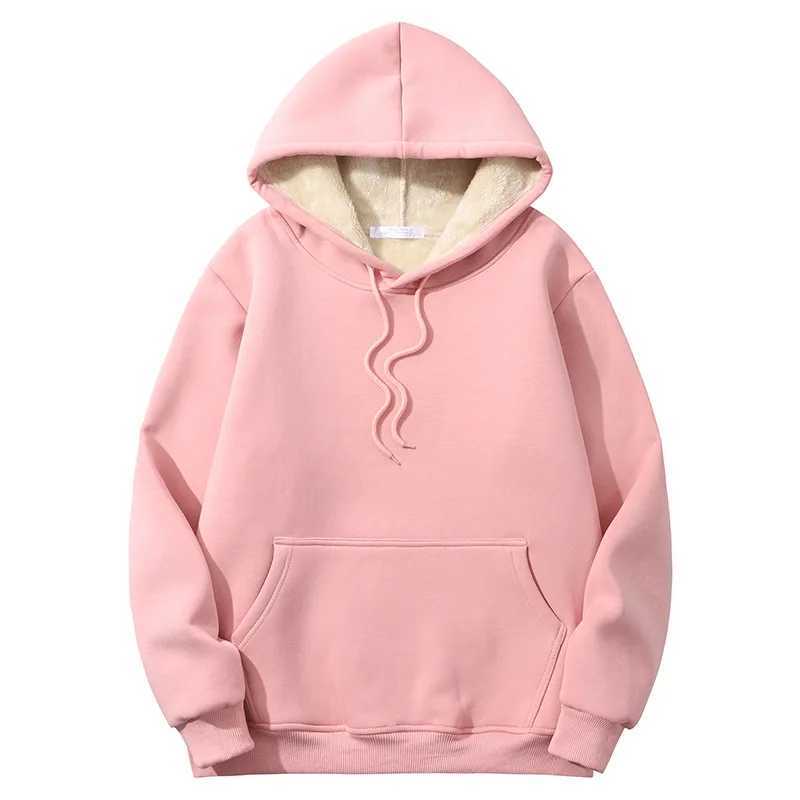 Winter Mens Long Sleeve Cashmere Hoodie Solid Color Loose Hoodie Warm Sweater Fashion Edition Wool Sports Hoodie W250108