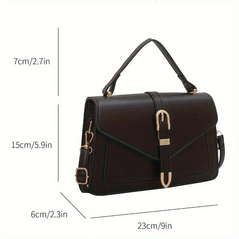 Fashionable Minimalist Crossbody Bag with Top Handle and Flap for Women - Solid Color Square Purse with Simple 250106