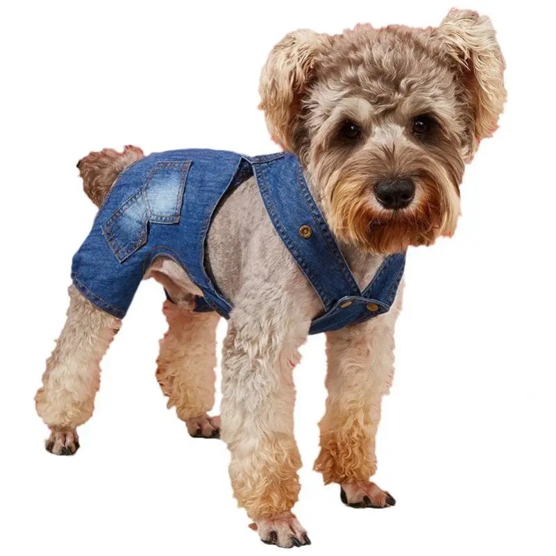 Dog Cat Casual Simple Blue Wash Soft Pet Denim Overalls Clothes
