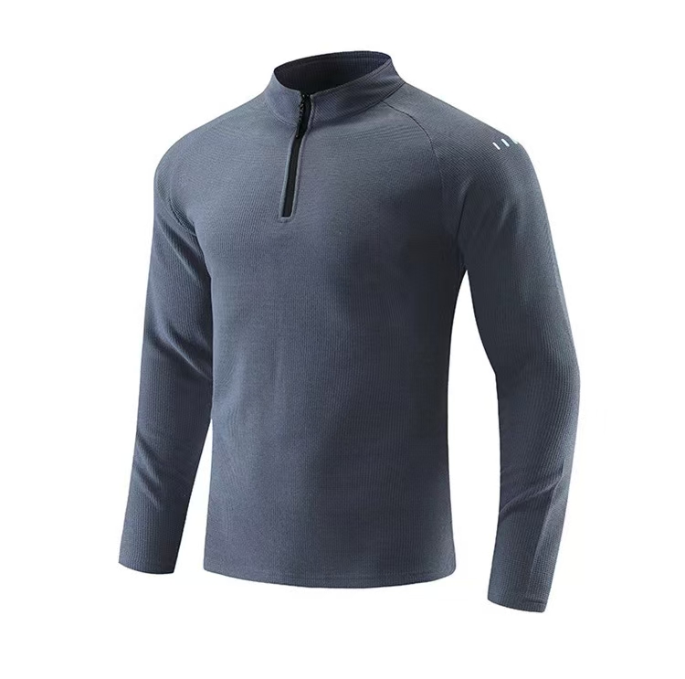LY03 Men Running Sports Long Sleeve T-shirt Men's Style Stand-up Collar Half Zipper Shirt Training Fitness Clothes Training Top Elastic Quick Dry