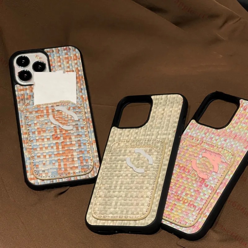 Brand 2C iphone case designer iPhone 16 Pro Max phone case iPhone 15 14 13 12 11 Pro phone case woven stripe card bag