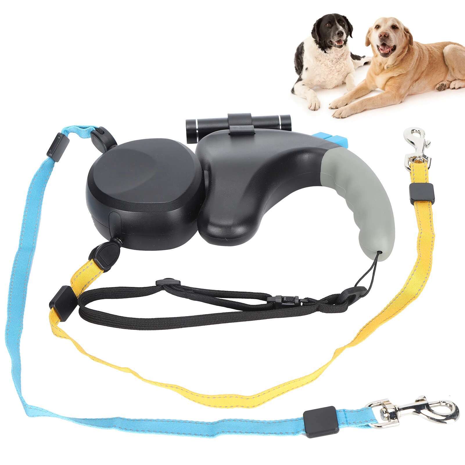 Zk40 Pet Doublehead Rope One For Two Traction Dog Doubleended Leash With LED Light(Black )
