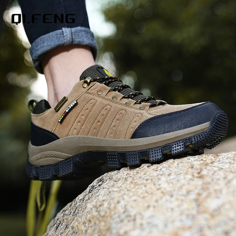 Men Casual Classic Waterproof High Quality Women Climbing Shoes Outdoor Sneakers Trekking Leather Footwear ddmythur
