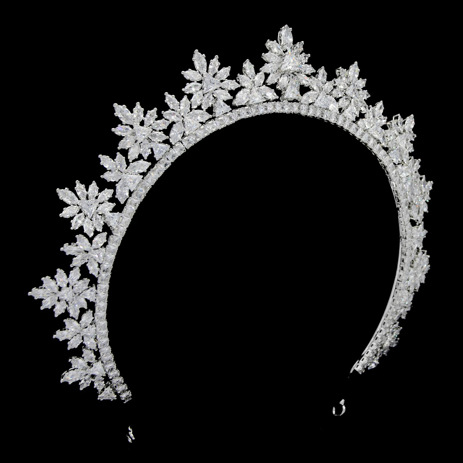Silver Color Zircon Tiara Cubic Zirconia Headpiece For Brides Women Pageant Prom Crown Wedding Hair Accessories Bridal Jewelry 250107