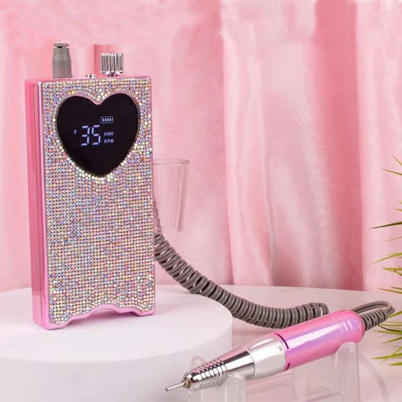 Torno Electrico para Unas Electric Nail Drill with Rhie unas recargable de 35000 RPM Heart Shape Wireless Pedicure Grinder