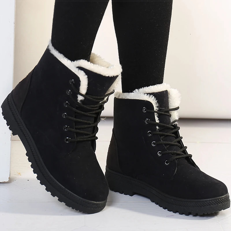 Women Boots Warm Fur Ankle Boots For Women Winter Shoes With Heels Snow Boots Winter Botas Mujer 2024 Womens Low Heel Boot 250103