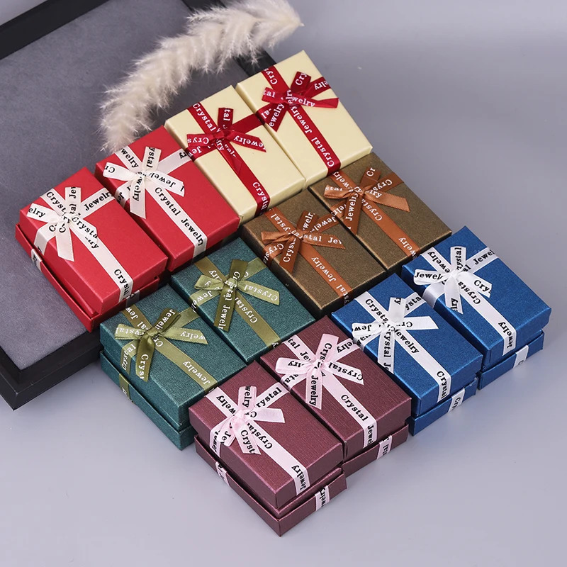 Wholesale 12pcs/lot Box Custom Jewelry Packaging Box Shiny Pink Cardboard Jewellery Box Earrings Ring Necklace Gift Wedding Box 250106