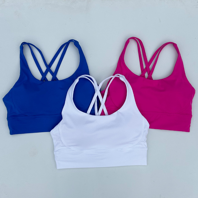Double sided brushed women's cross underwear, shock-absorbing gathering bra fitness vest naked feeling sports tight fitting peach buttocks runnin