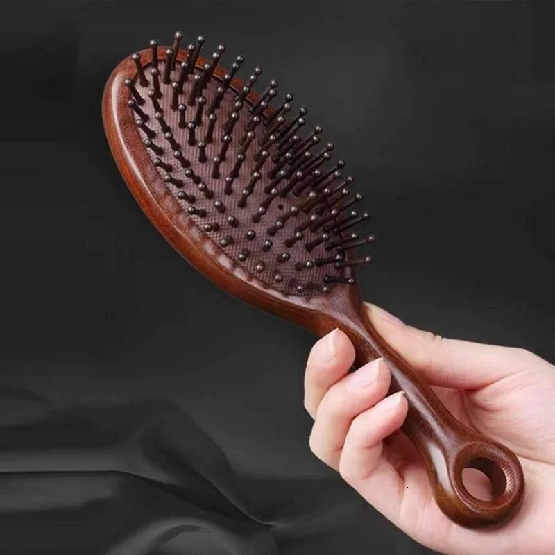 Natural Sandalwood Wooden Air Cushion Comb No-static Head Scalp Scraping Meridians Massage Hair Brush for Women Men 250106