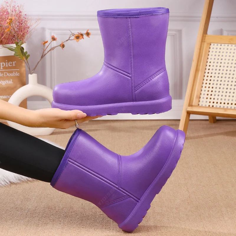 Winter Womens Velvet Rain Boots Thickeneded High-Top Snow Boots Comfortable and Warm Womens Shoes Waterproof Non-Slip Boots 250106