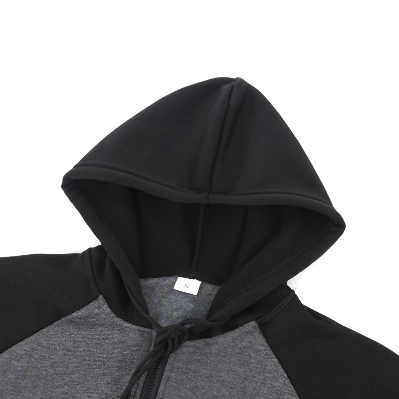 mens zipper colored square hooded sweatshirt casual and fashionable durable autumn and winter top Raglan sleeve hooded sweatshirt mens sportswear 2501
