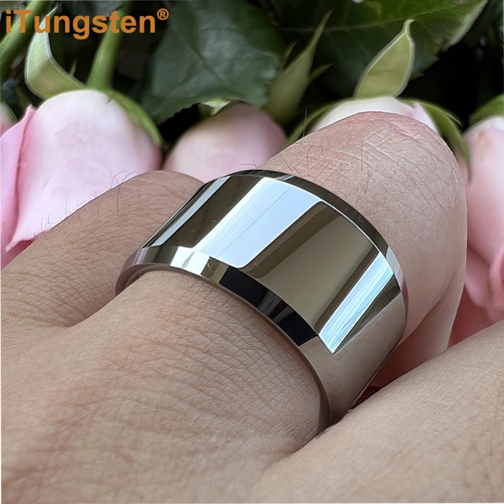 681012MM Men Women Tungsten Carbide Ring Wedding Band Engagement Ring With Shiny Polished Beveled Comfort Fit 250107