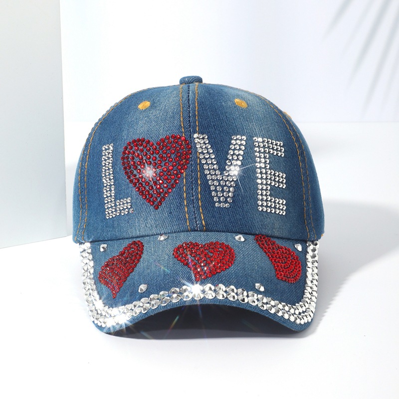 LOVE diamond baseball cap trend fashion diamond duck tongue cap female cowboy sunscreen letters decorated sun hat wholesale