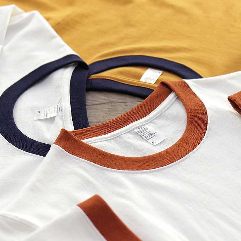 Summer mens T-shirt weight 260g high-quality cotton color contrast decal casual and simple student neutral couple T-shirt M250108