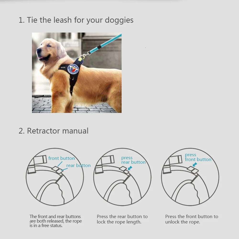 Dual Dog Leash Traction Belt Retractable With Light Double Supplies Rotation Pet Rope For 2 Dogs Walking