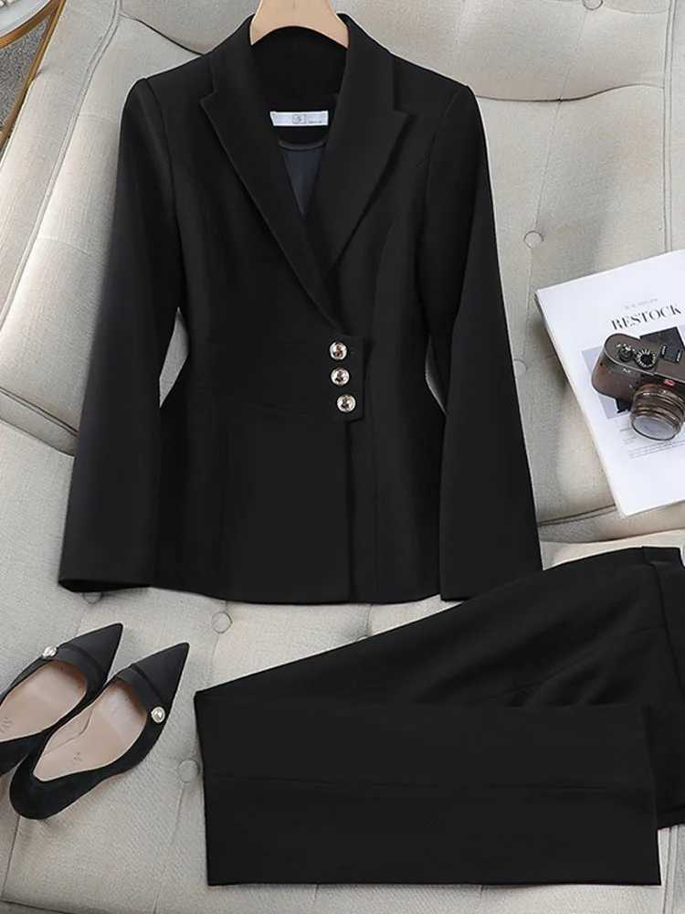 Office womens jacket and pants set 2-piece set womens Conjuntos Para jeres Ele Matching Trouser set Spring and Autumn W250108