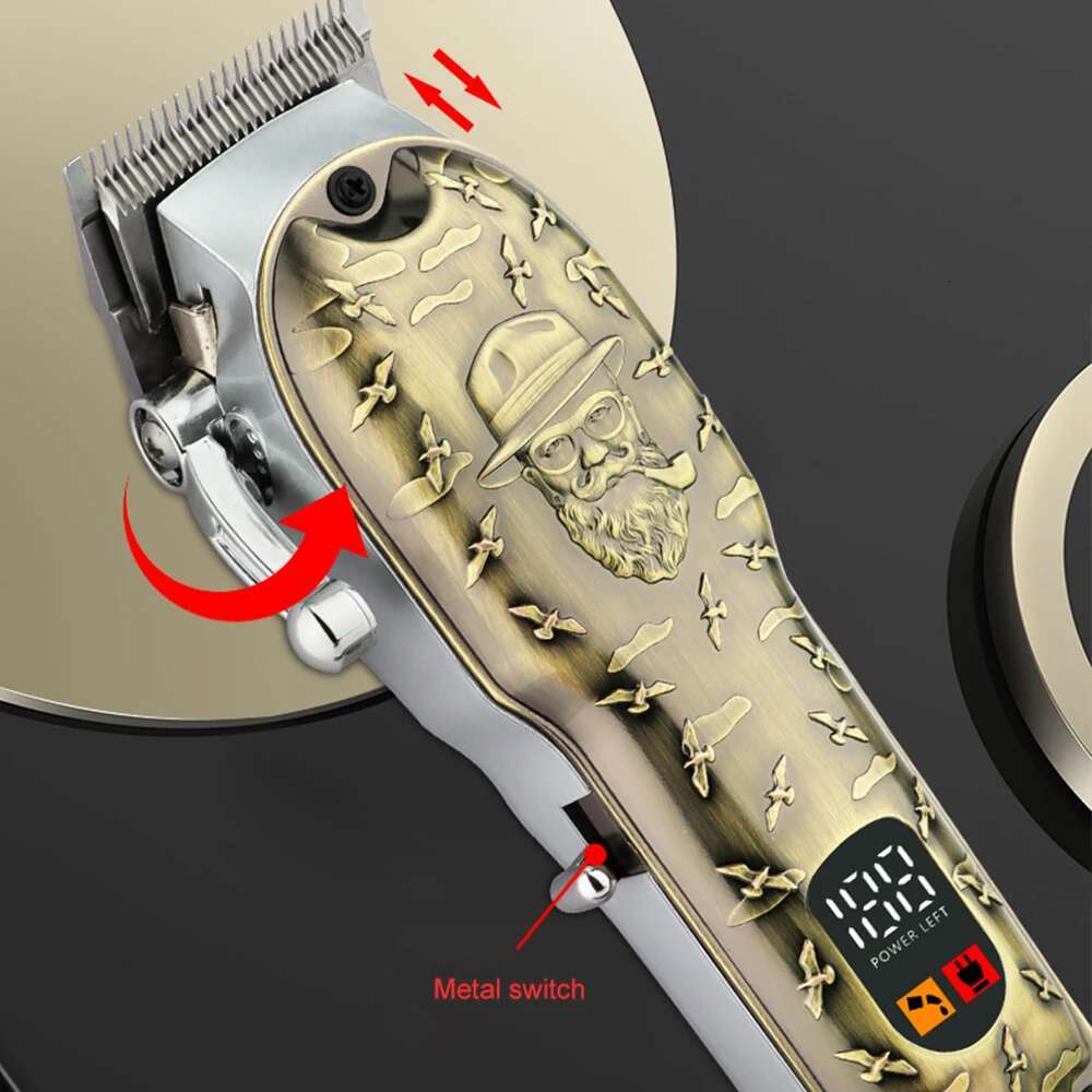 Men's set, adjustable blade, vintage metal body, low noise hair clipper