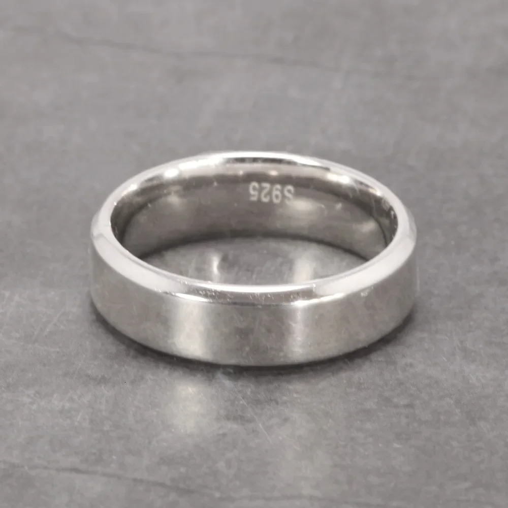 925 Sterling Silver 6mm Classic Polished Ring for Men and Women Free Name Engraved Inside Smooth Wedding Band Minimalism Jewelry 250107