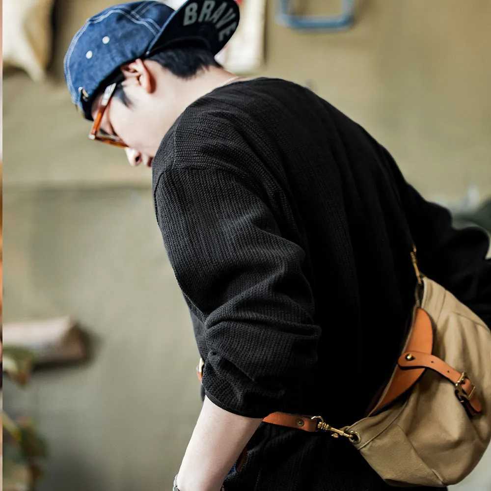 Maden Black Crew Mens Collar Sweater Loose Knitted Hoodie Autumn Casual Off Shoulder Sleeve Pulling Stretch Leads W250108