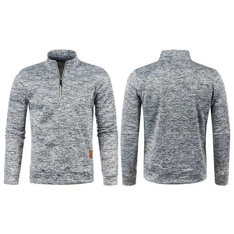 Mens wool sportswear casual long sleeved stand up collar half zipper mens solid color hoodie spring and autumn outerwear W250108
