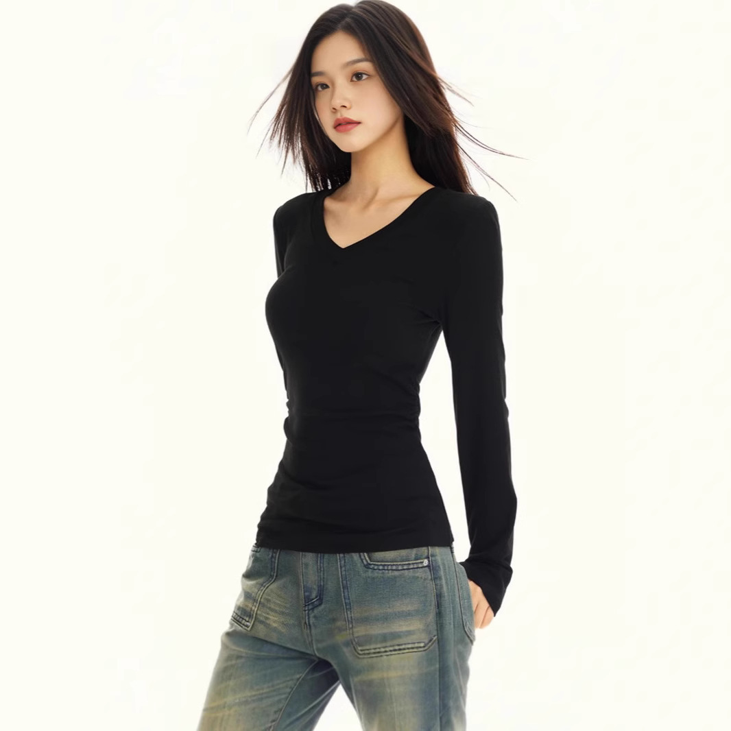 G447623 Ladies Summer New Style Gathered One Shoulder Backless Twisted Tie Asymmetric T-shirt Top