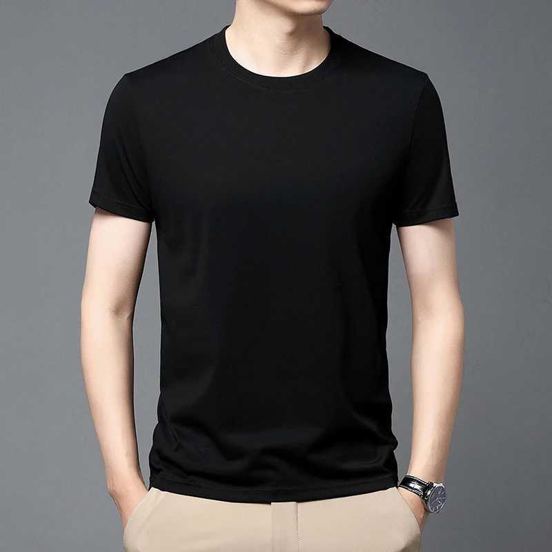 summer new mens solid color round neck casual trend retro short sleeved pure cotton sports casual T-shirt top M250108